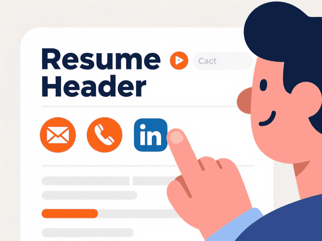 Illustration showing the contact header section of a professional resume.