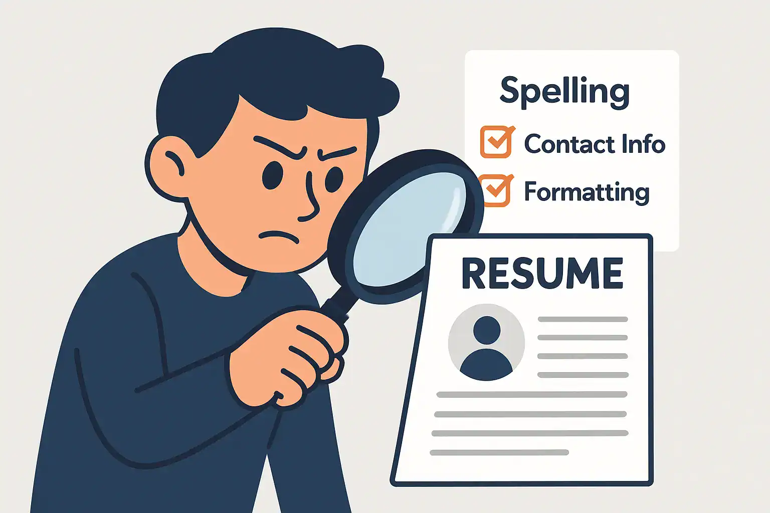 A professional proofreading a bartender resume against a final checklist.
