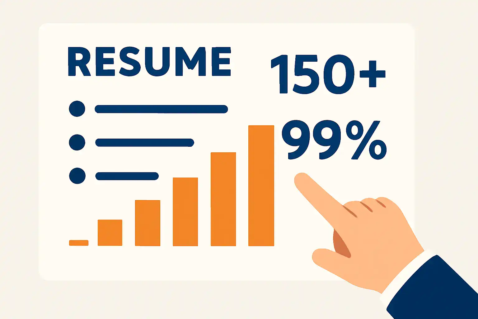 Illustration of resume bullet points turning into data charts to represent quantified experience.