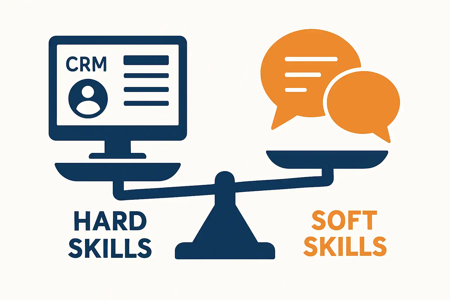 A scale weighing technical CRM skills against interpersonal negotiation skills.